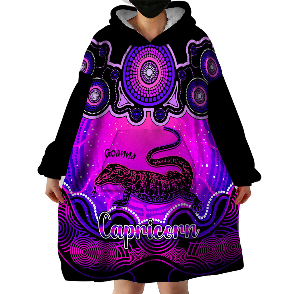 Personalised Australia Capricorn Goanna Zodiac Wearable Blanket Hoodie Auz Astrology Aboriginal - Magenta - Vibe Hoodie Shop