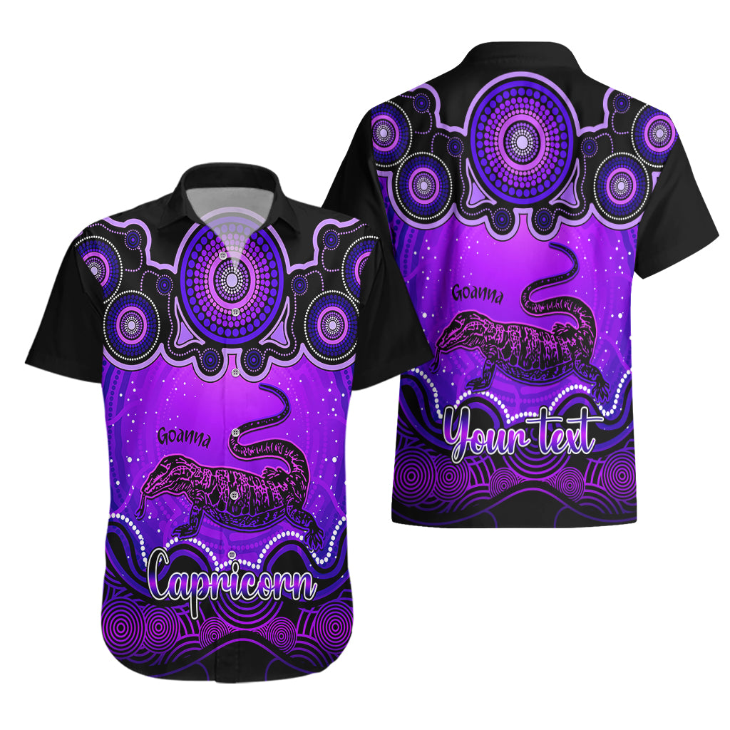Personalised Australia Capricorn Goanna Zodiac Hawaiian Shirt Auz Astrology Aboriginal - Purple - Vibe Hoodie Shop