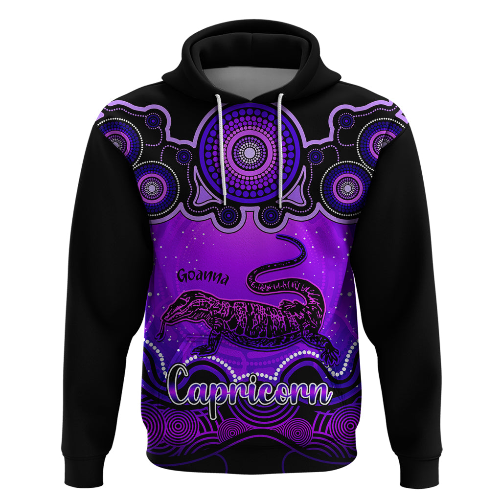 Personalised Australia Capricorn Goanna Zodiac Hoodie Auz Astrology Aboriginal - Purple LT9 - Vibe Hoodie Shop