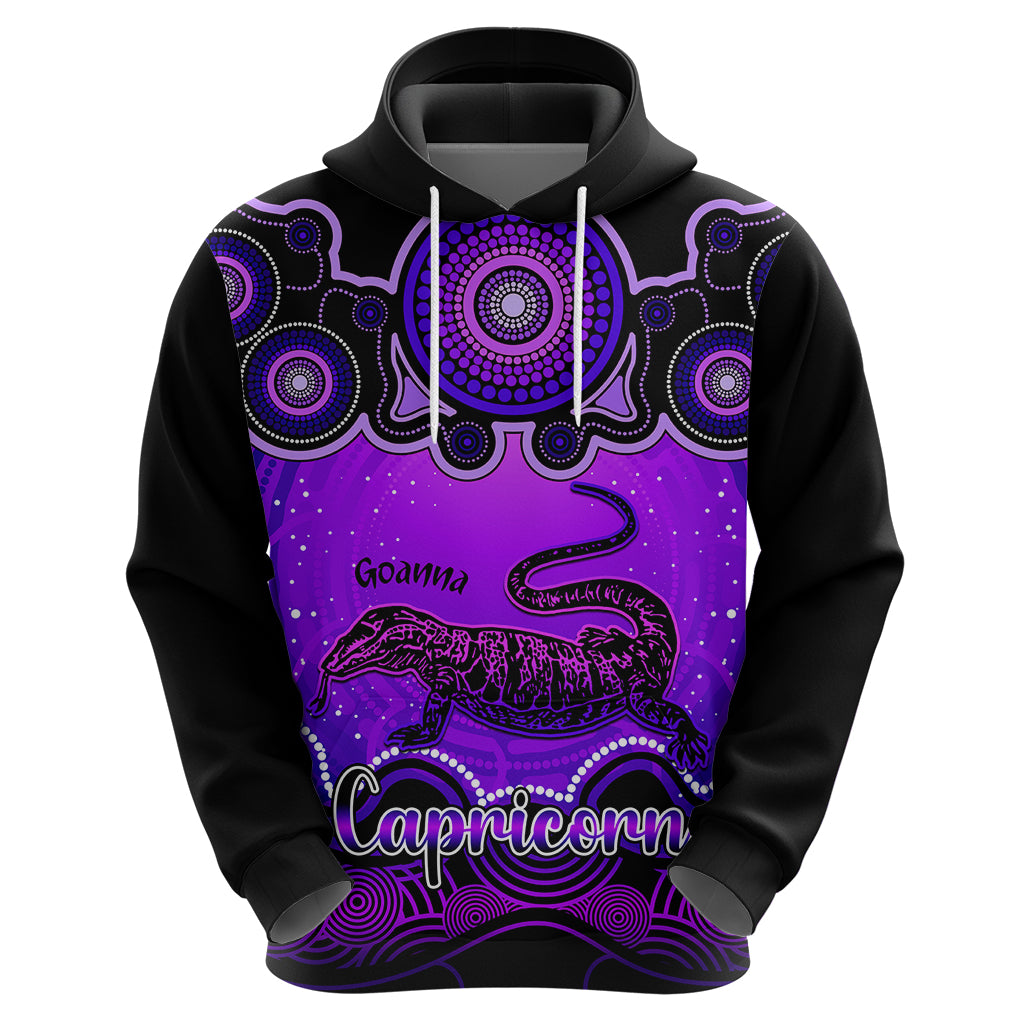 Personalised Australia Capricorn Goanna Zodiac Hoodie Auz Astrology Aboriginal - Purple LT9 - Vibe Hoodie Shop