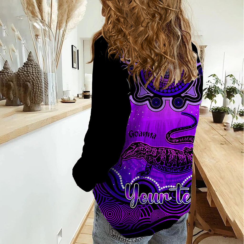 Personalised Australia Capricorn Goanna Zodiac Women Casual Shirt Auz Astrology Aboriginal - Purple - Vibe Hoodie Shop