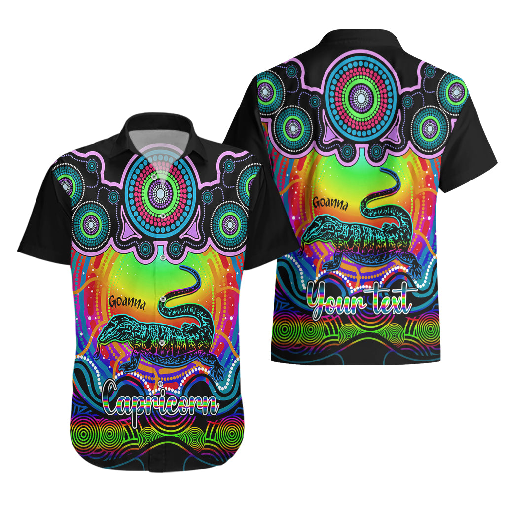 Personalised Australia Capricorn Goanna Zodiac Hawaiian Shirt Auz Astrology Aboriginal - Rainbow - Vibe Hoodie Shop