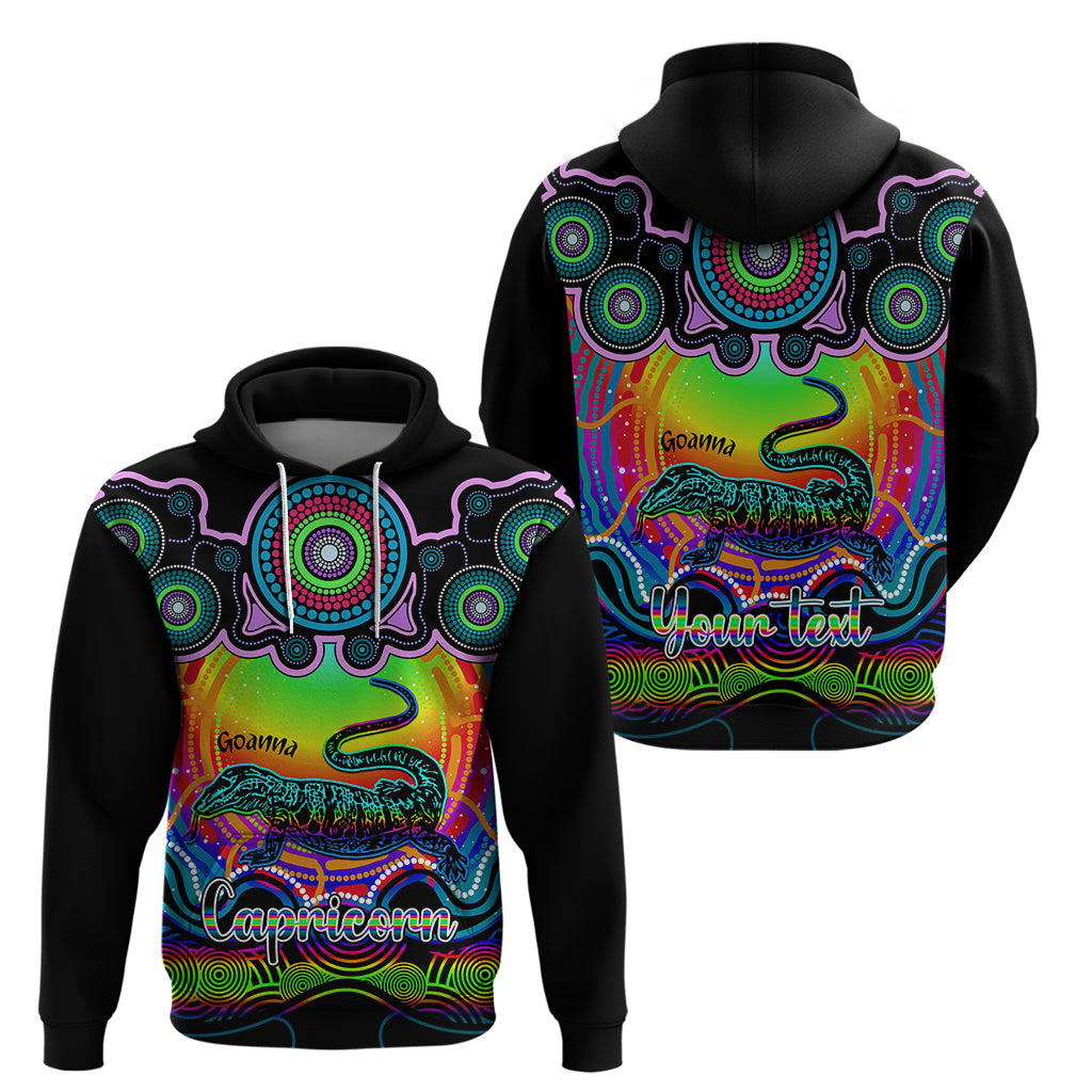Personalised Australia Capricorn Goanna Zodiac Hoodie Auz Astrology Aboriginal - Rainbow LT9 - Vibe Hoodie Shop