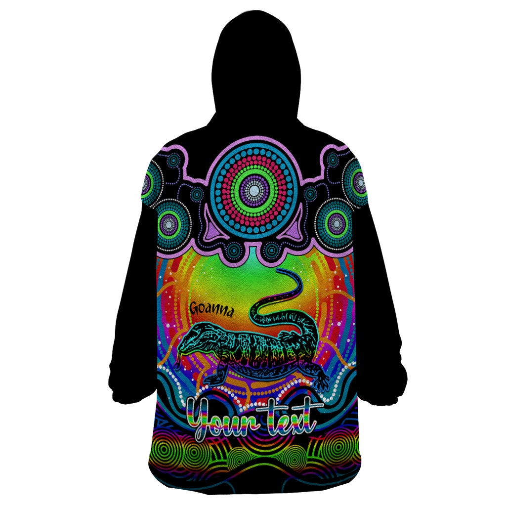 Personalised Australia Capricorn Goanna Zodiac Wearable Blanket Hoodie Auz Astrology Aboriginal - Rainbow - Vibe Hoodie Shop