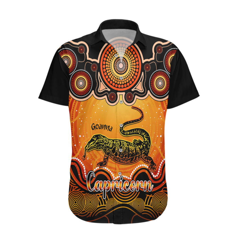 Personalised Australia Capricorn Goanna Zodiac Hawaiian Shirt Auz Astrology Aboriginal - Red - Vibe Hoodie Shop