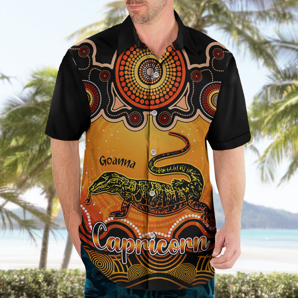 Personalised Australia Capricorn Goanna Zodiac Hawaiian Shirt Auz Astrology Aboriginal - Red - Vibe Hoodie Shop