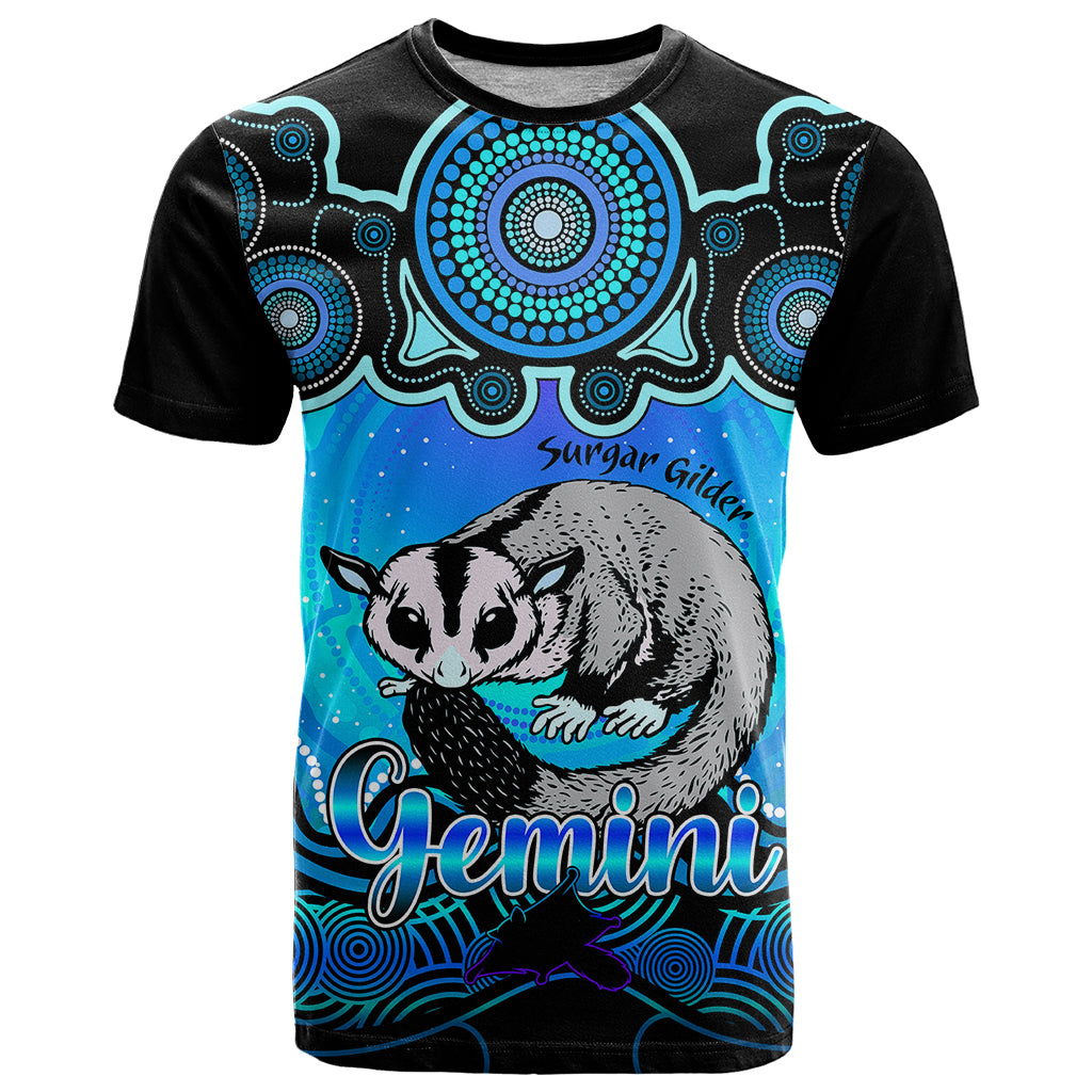 Personalised Australia Gemini Sugar Gilder Zodiac T Shirt Auz Astrology Aboriginal - Aqua LT9 - Vibe Hoodie Shop