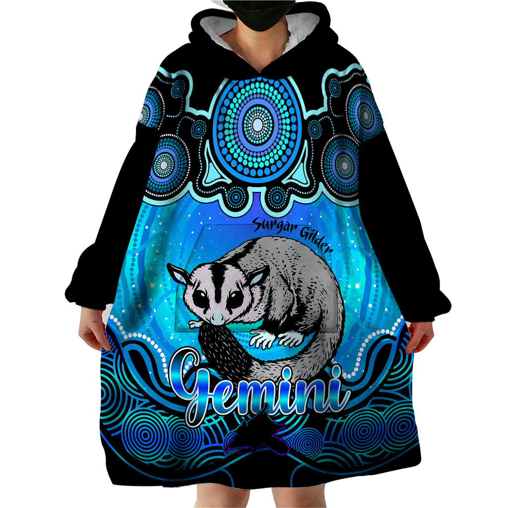 Personalised Australia Gemini Sugar Gilder Zodiac Wearable Blanket Hoodie Auz Astrology Aboriginal - Aqua - Vibe Hoodie Shop