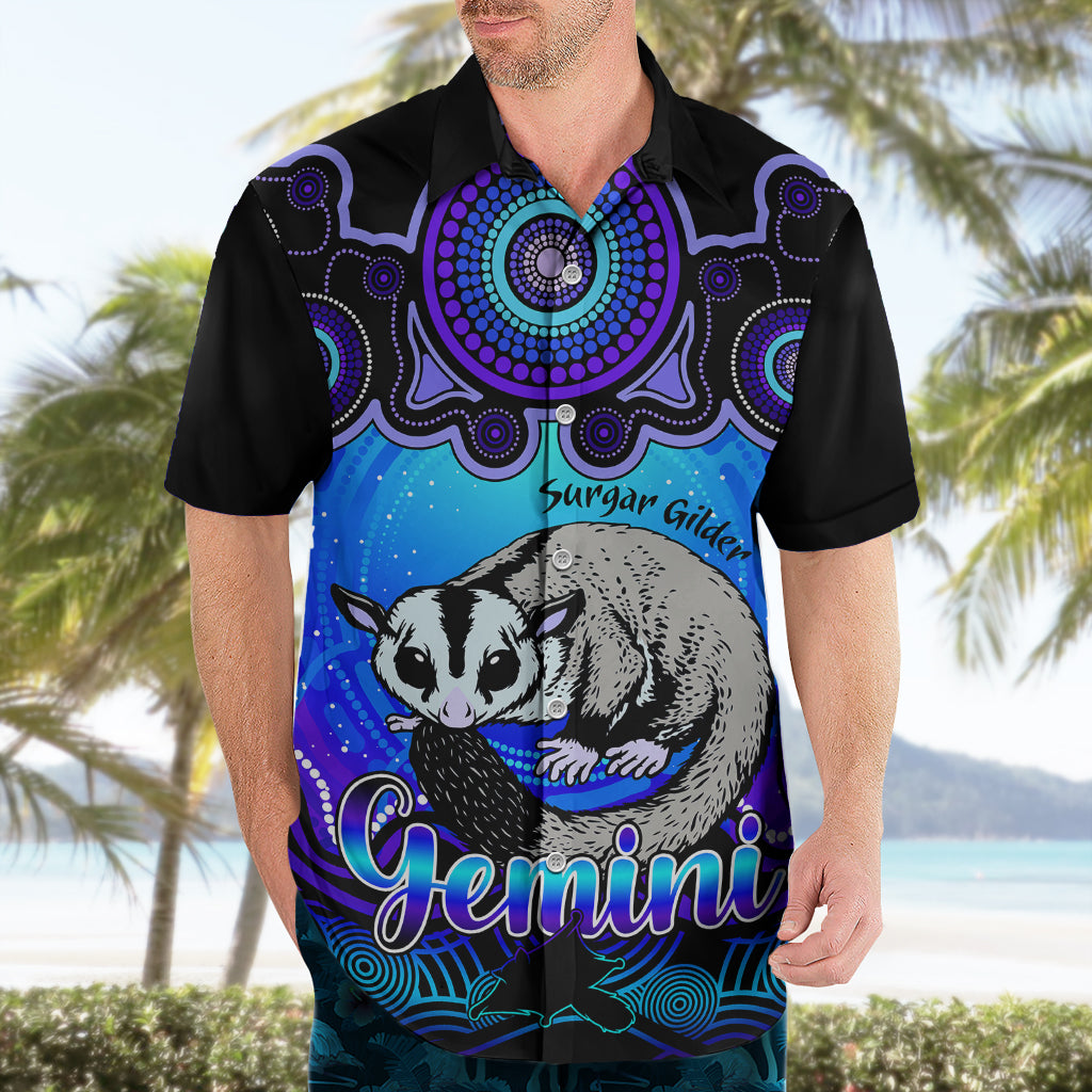 Personalised Australia Gemini Sugar Gilder Zodiac Hawaiian Shirt Auz Astrology Aboriginal - Blue - Vibe Hoodie Shop