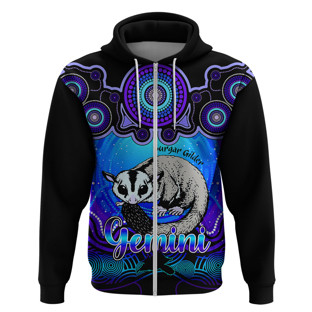 Personalised Australia Gemini Sugar Gilder Zodiac Hoodie Auz Astrology Aboriginal - Blue LT9 - Vibe Hoodie Shop