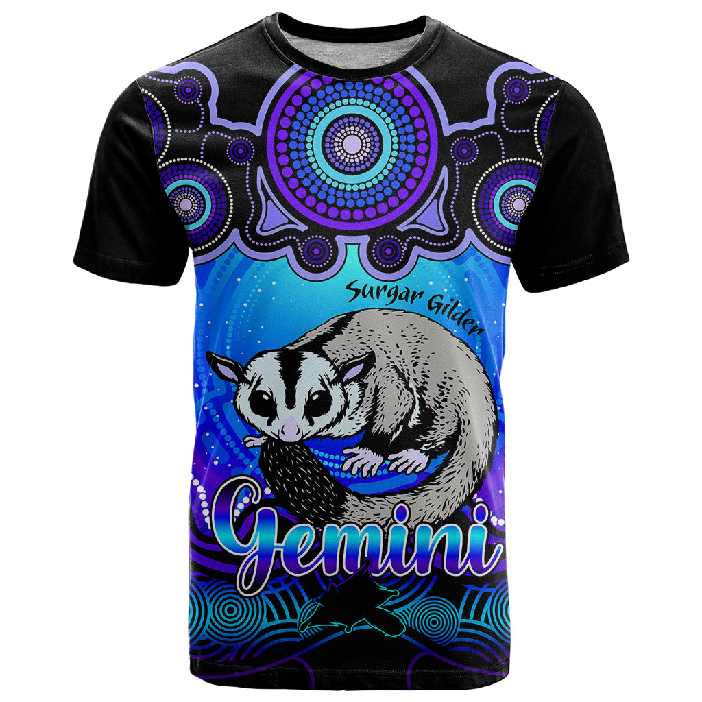 Personalised Australia Gemini Sugar Gilder Zodiac T Shirt Auz Astrology Aboriginal - Blue LT9 - Vibe Hoodie Shop