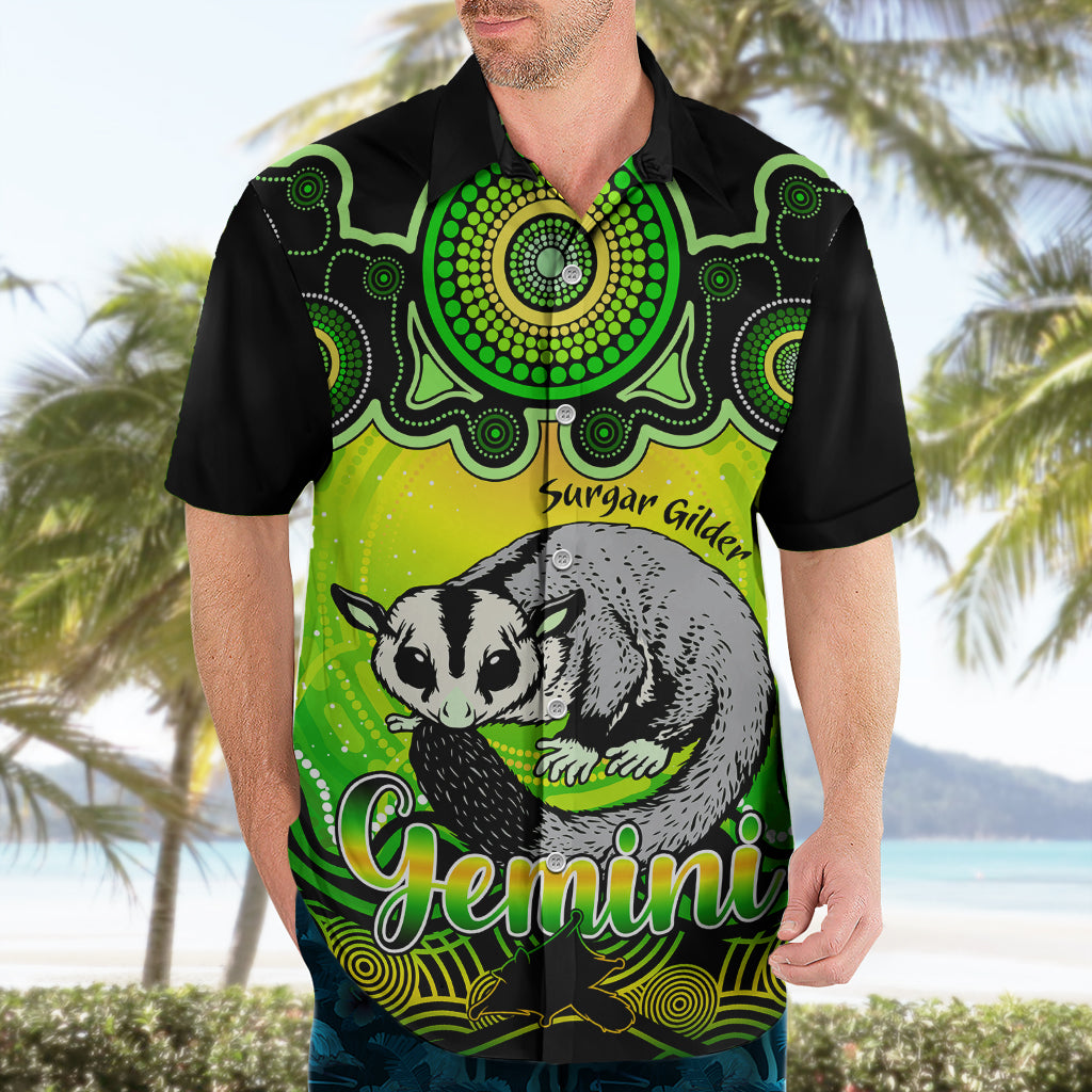Personalised Australia Gemini Sugar Gilder Zodiac Hawaiian Shirt Auz Astrology Aboriginal - Green - Vibe Hoodie Shop