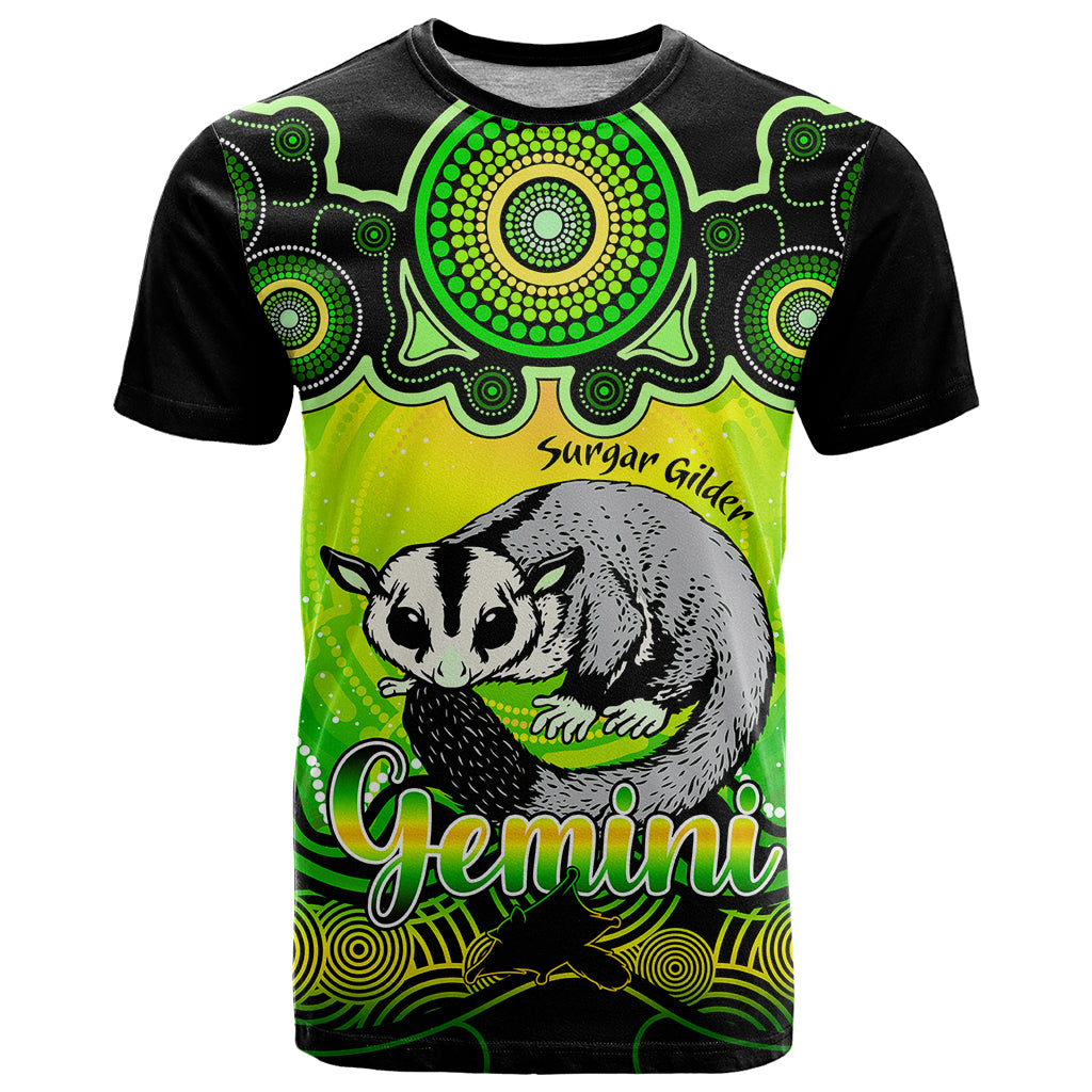 Personalised Australia Gemini Sugar Gilder Zodiac T Shirt Auz Astrology Aboriginal - Green LT9 - Vibe Hoodie Shop