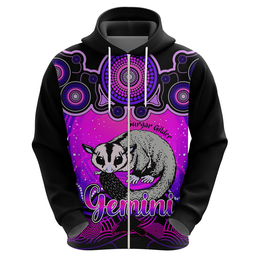 Personalised Australia Gemini Sugar Gilder Zodiac Hoodie Auz Astrology Aboriginal - Magenta LT9 - Vibe Hoodie Shop