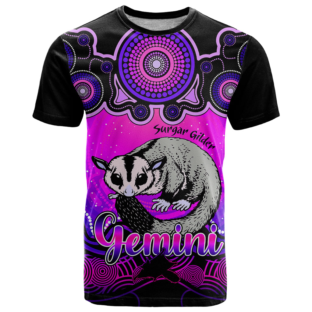 Personalised Australia Gemini Sugar Gilder Zodiac T Shirt Auz Astrology Aboriginal - Magenta LT9 - Vibe Hoodie Shop