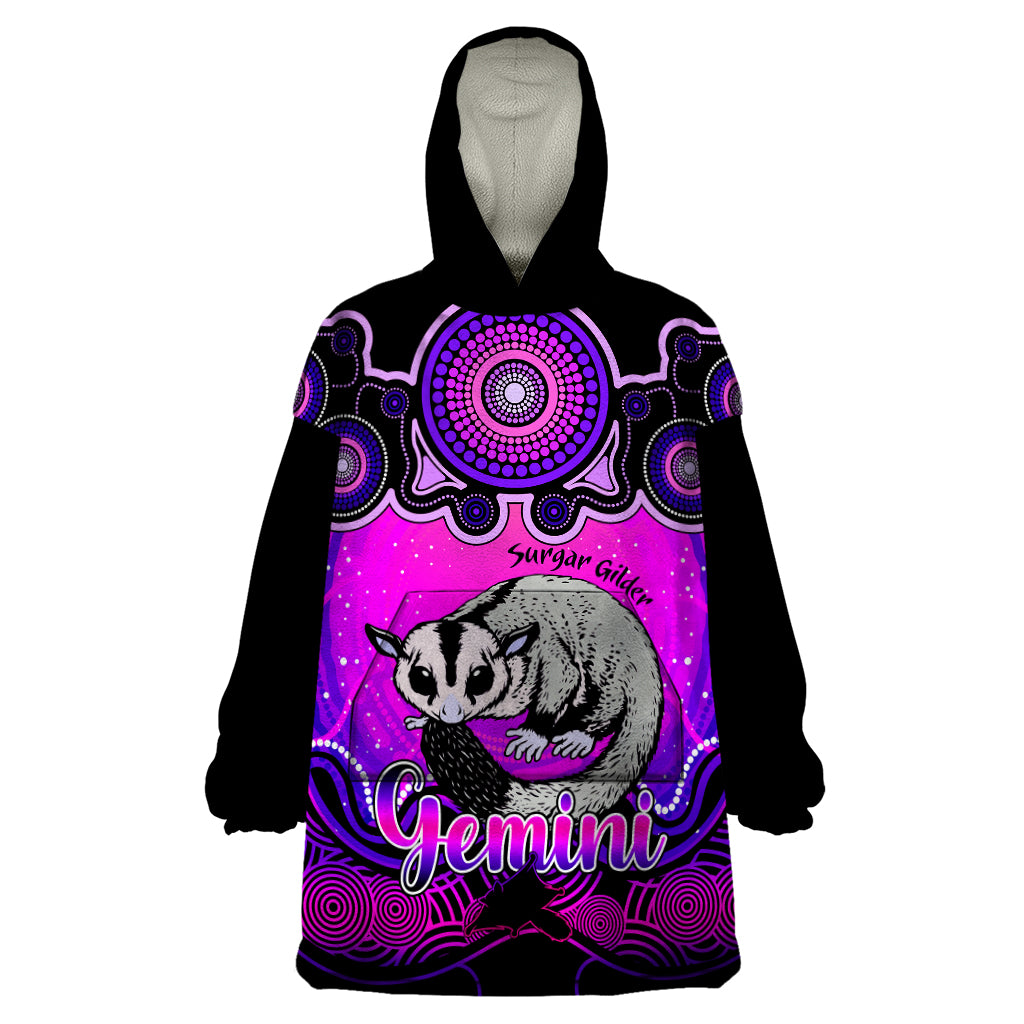 Personalised Australia Gemini Sugar Gilder Zodiac Wearable Blanket Hoodie Auz Astrology Aboriginal - Magenta - Vibe Hoodie Shop