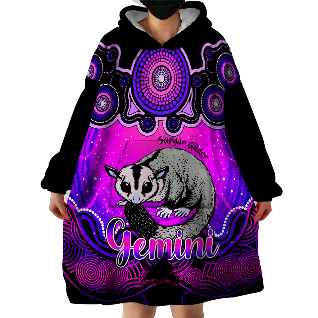 Personalised Australia Gemini Sugar Gilder Zodiac Wearable Blanket Hoodie Auz Astrology Aboriginal - Magenta - Vibe Hoodie Shop