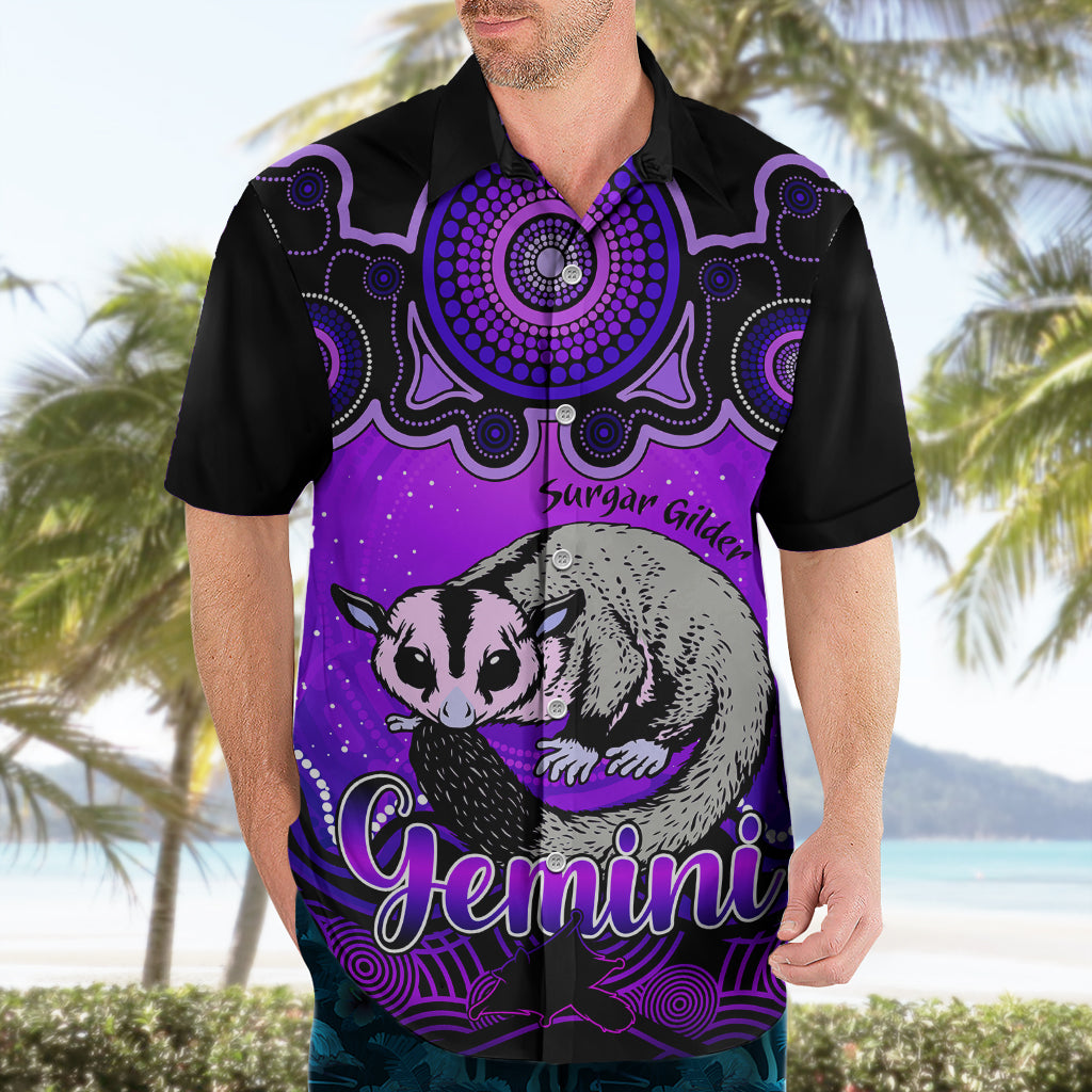 Personalised Australia Gemini Sugar Gilder Zodiac Hawaiian Shirt Auz Astrology Aboriginal - Purple - Vibe Hoodie Shop