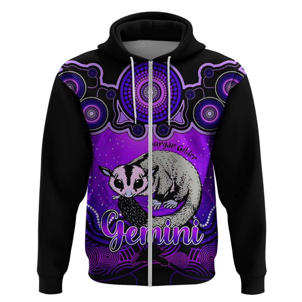 Personalised Australia Gemini Sugar Gilder Zodiac Hoodie Auz Astrology Aboriginal - Purple LT9 - Vibe Hoodie Shop