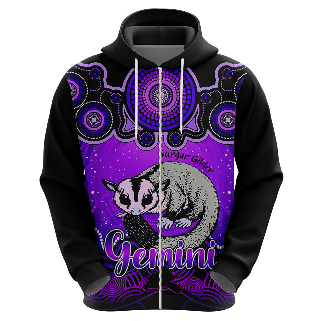 Personalised Australia Gemini Sugar Gilder Zodiac Hoodie Auz Astrology Aboriginal - Purple LT9 - Vibe Hoodie Shop