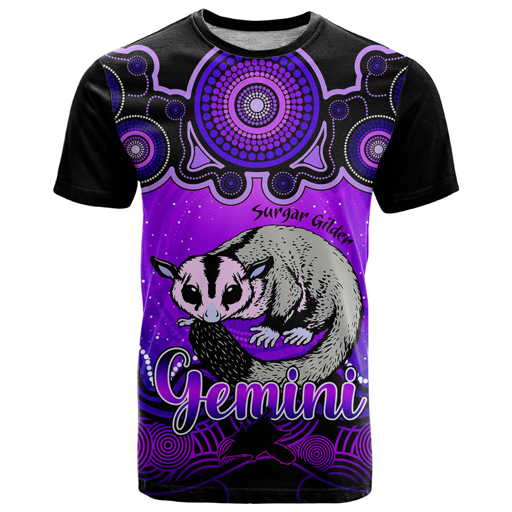 Personalised Australia Gemini Sugar Gilder Zodiac T Shirt Auz Astrology Aboriginal - Purple LT9 - Vibe Hoodie Shop