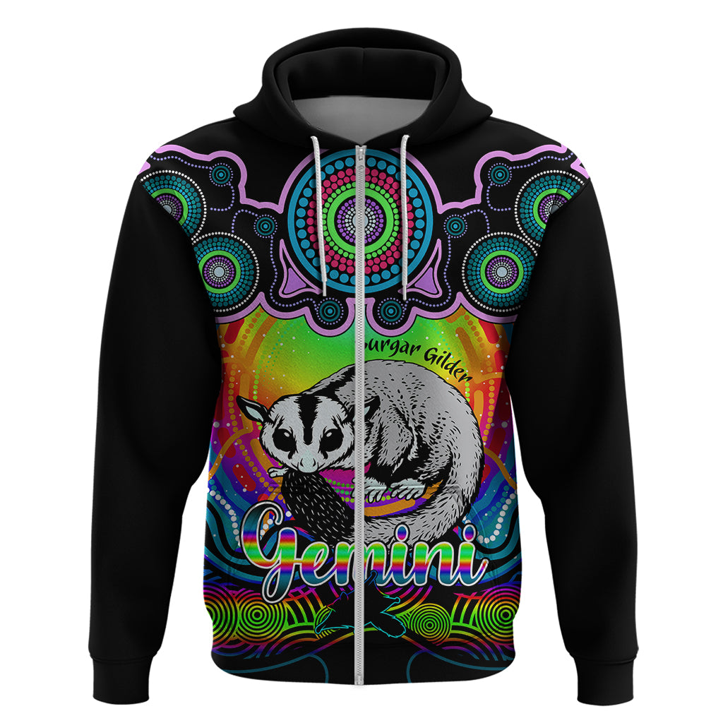 Personalised Australia Gemini Sugar Gilder Zodiac Hoodie Auz Astrology Aboriginal - Rainbow LT9 - Vibe Hoodie Shop