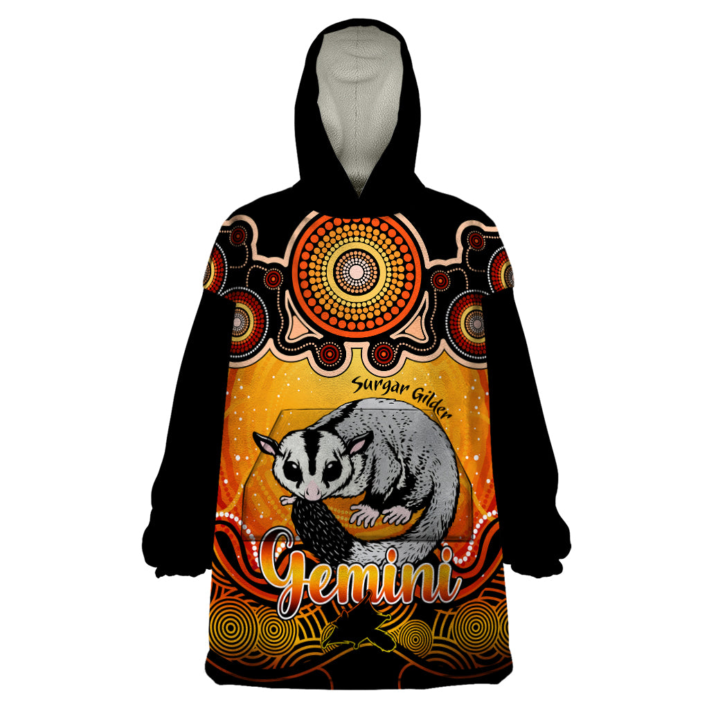 Personalised Australia Gemini Sugar Gilder Zodiac Wearable Blanket Hoodie Auz Astrology Aboriginal - Red - Vibe Hoodie Shop