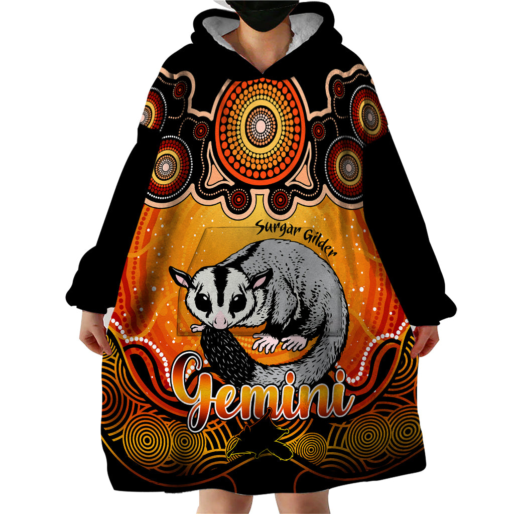 Personalised Australia Gemini Sugar Gilder Zodiac Wearable Blanket Hoodie Auz Astrology Aboriginal - Red - Vibe Hoodie Shop