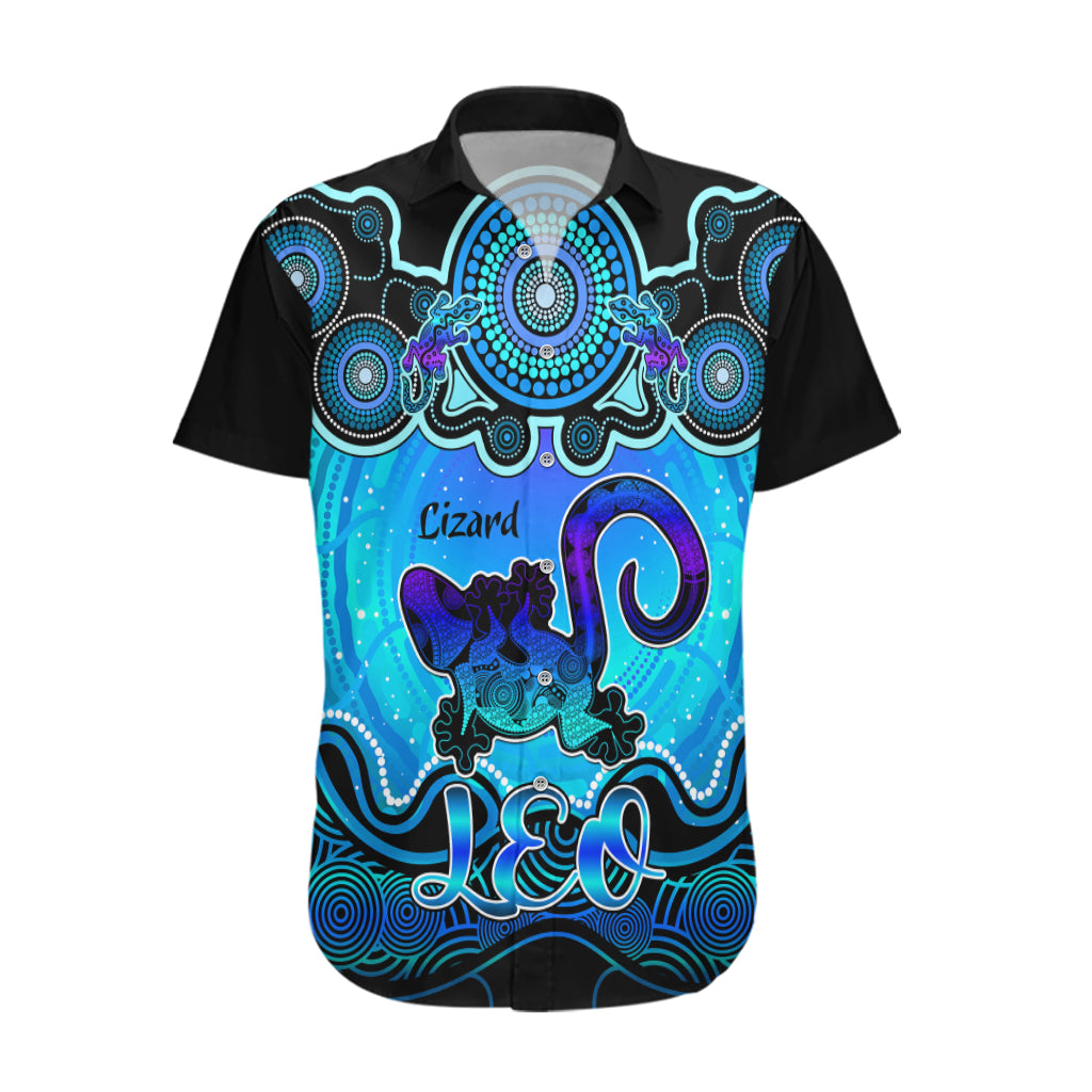 Personalised Australia Leo Lizard Zodiac Hawaiian Shirt Auz Astrology Aboriginal - Aqua - Vibe Hoodie Shop