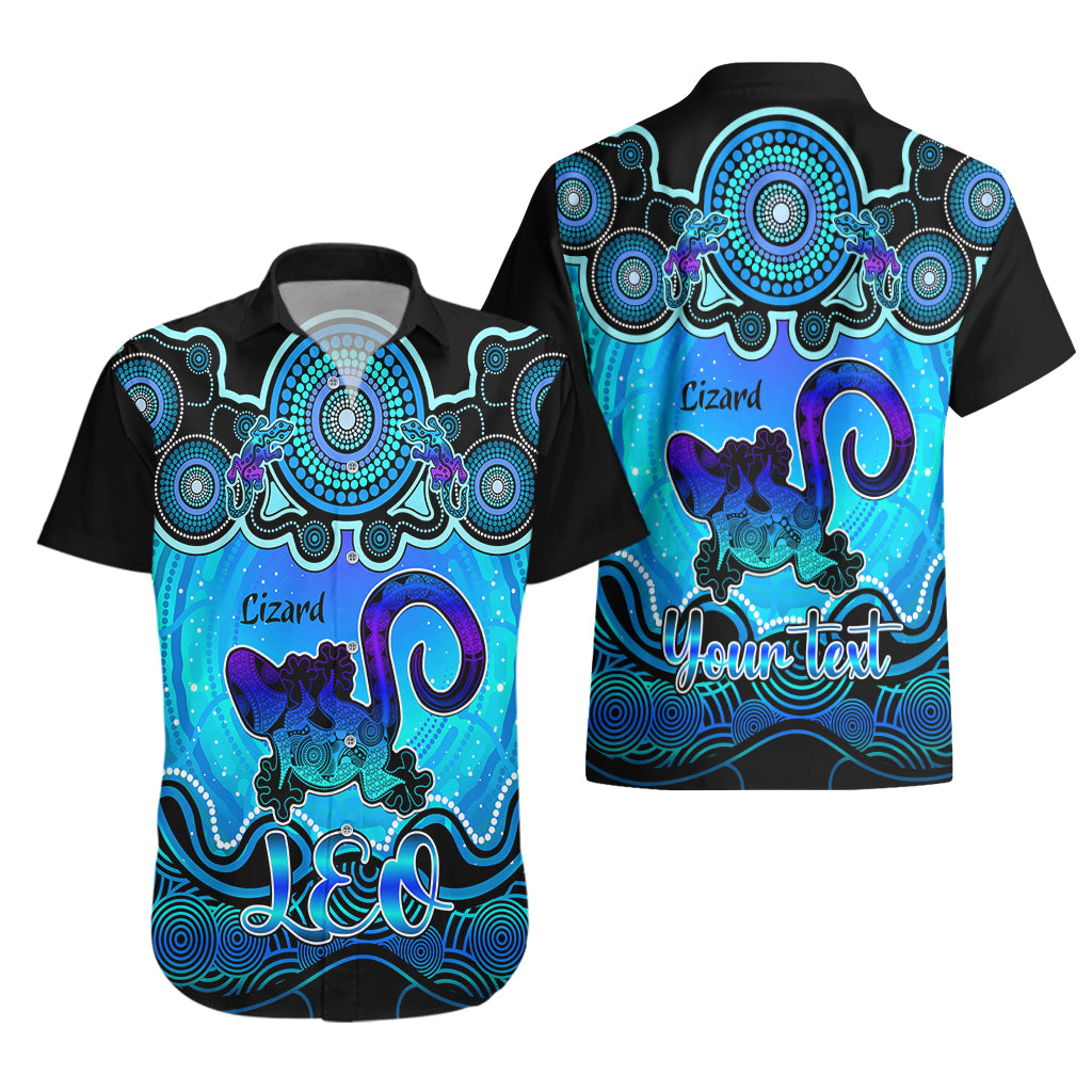 Personalised Australia Leo Lizard Zodiac Hawaiian Shirt Auz Astrology Aboriginal - Aqua - Vibe Hoodie Shop