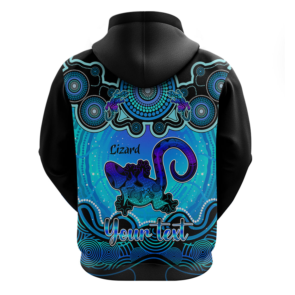 Personalised Australia Leo Lizard Zodiac Hoodie Auz Astrology Aboriginal - Aqua LT9 - Vibe Hoodie Shop