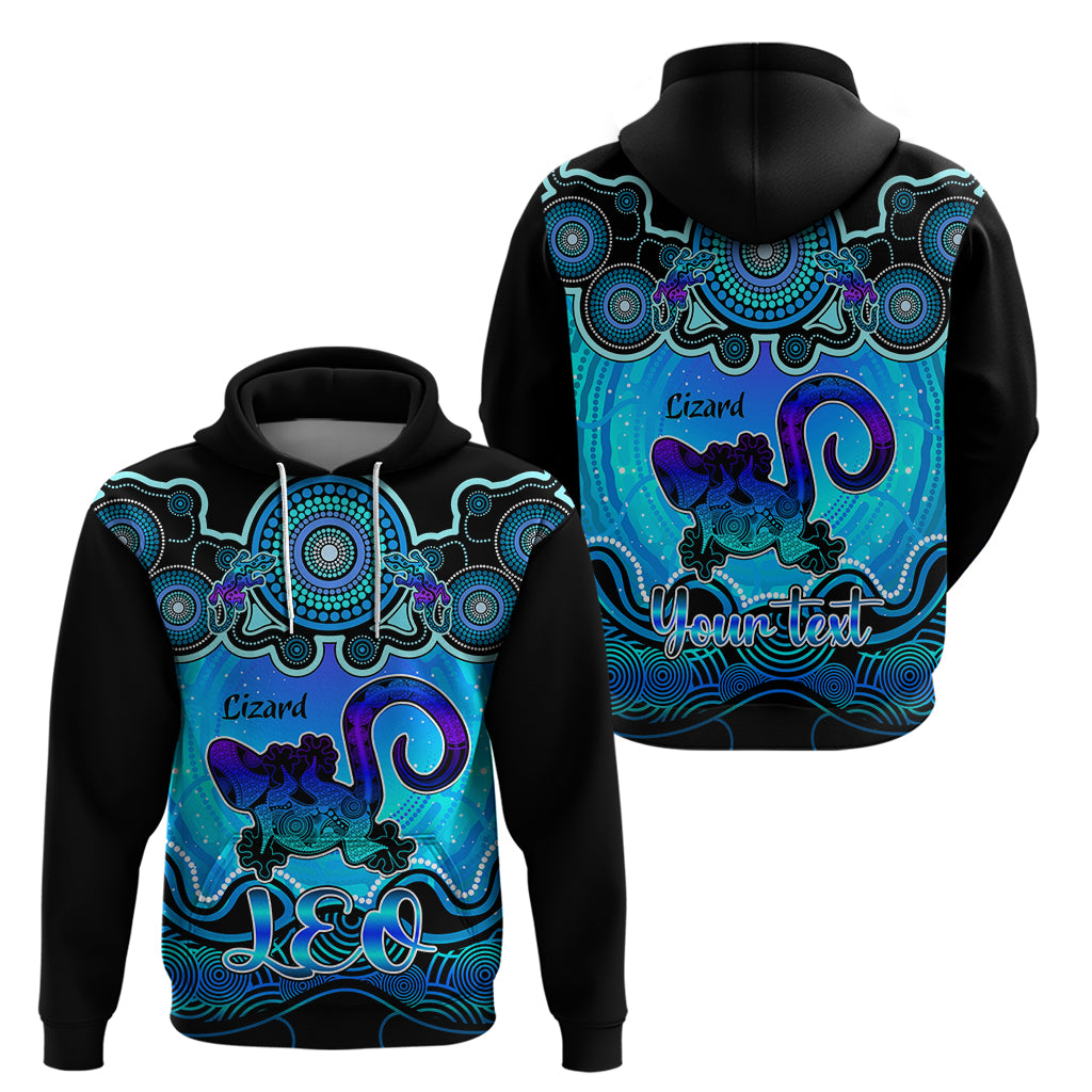 Personalised Australia Leo Lizard Zodiac Hoodie Auz Astrology Aboriginal - Aqua LT9 - Vibe Hoodie Shop