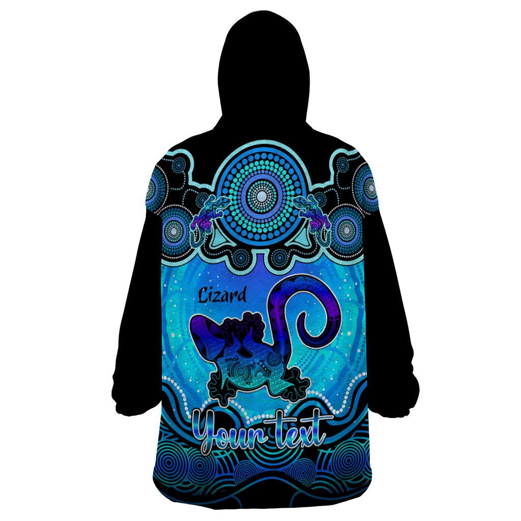 Personalised Australia Leo Lizard Zodiac Wearable Blanket Hoodie Auz Astrology Aboriginal - Aqua - Vibe Hoodie Shop