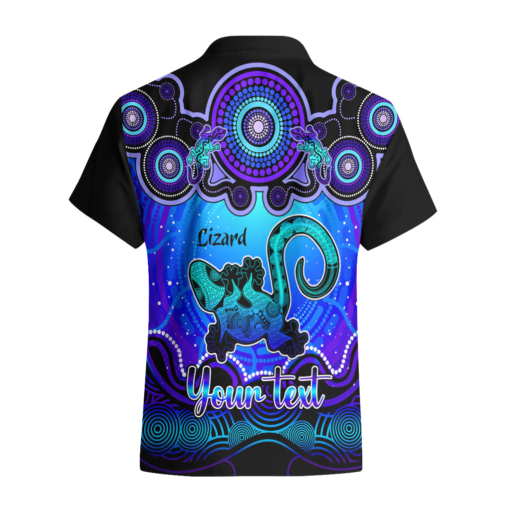 Personalised Australia Leo Lizard Zodiac Hawaiian Shirt Auz Astrology Aboriginal - Blue - Vibe Hoodie Shop