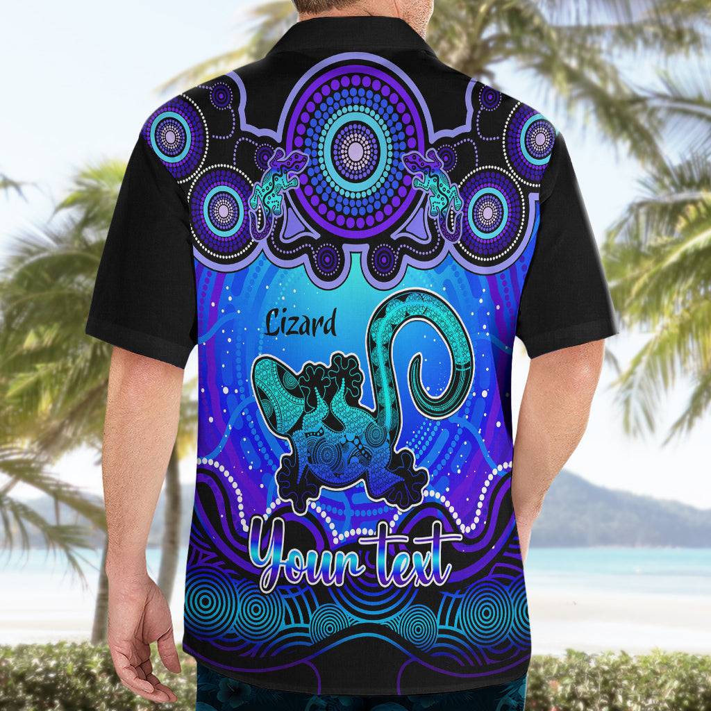 Personalised Australia Leo Lizard Zodiac Hawaiian Shirt Auz Astrology Aboriginal - Blue - Vibe Hoodie Shop