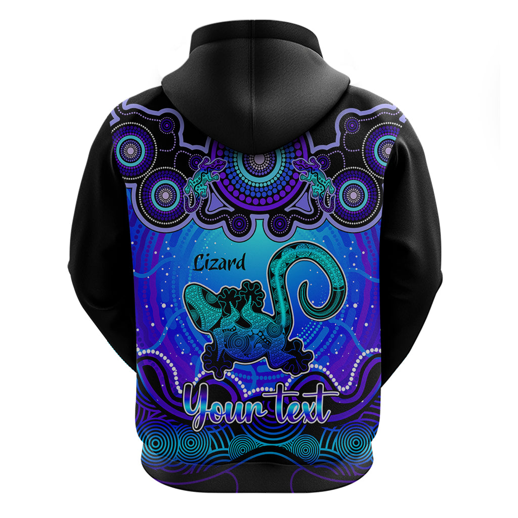 Personalised Australia Leo Lizard Zodiac Hoodie Auz Astrology Aboriginal - Blue LT9 - Vibe Hoodie Shop