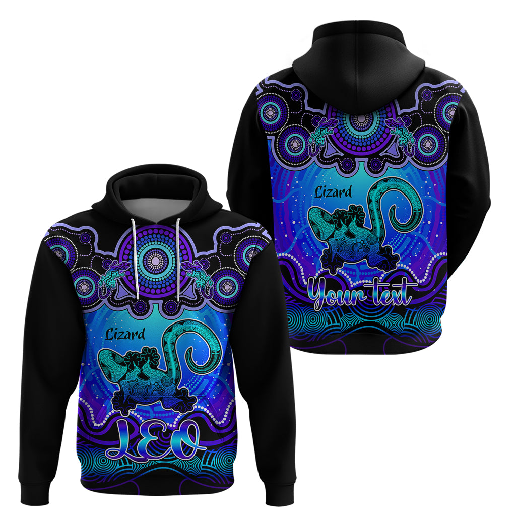 Personalised Australia Leo Lizard Zodiac Hoodie Auz Astrology Aboriginal - Blue LT9 - Vibe Hoodie Shop
