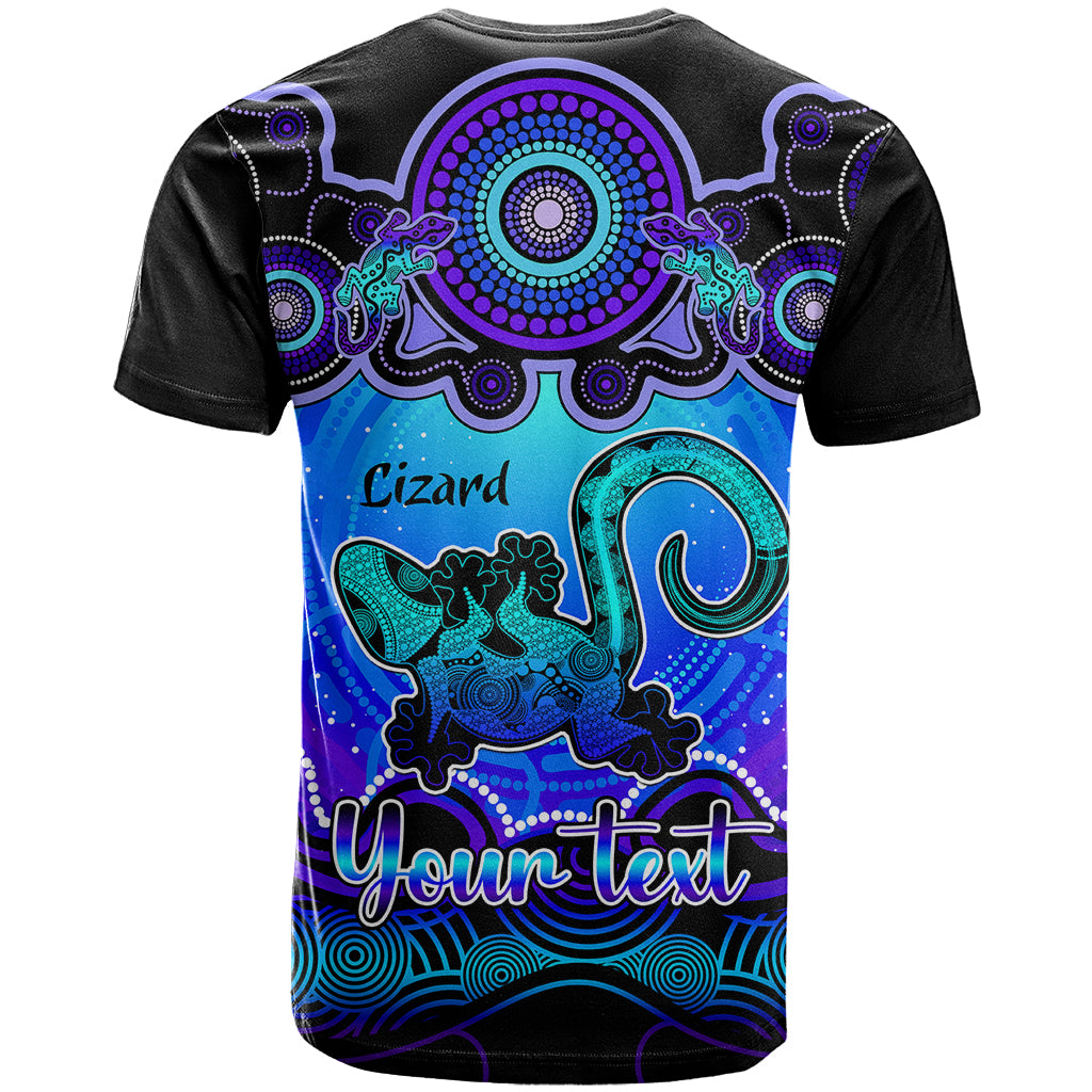 Personalised Australia Leo Lizard Zodiac T Shirt Auz Astrology Aboriginal - Blue LT9 - Vibe Hoodie Shop