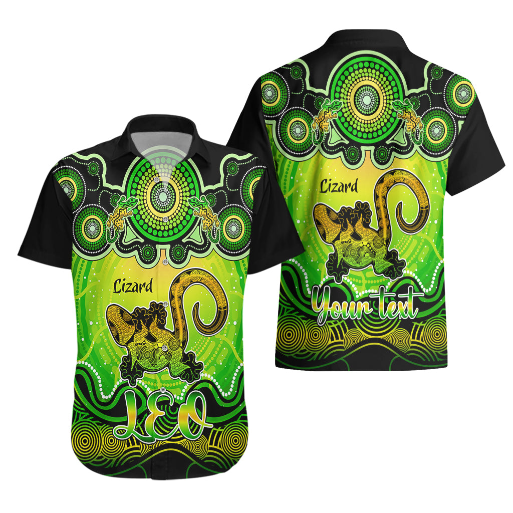 Personalised Australia Leo Lizard Zodiac Hawaiian Shirt Auz Astrology Aboriginal - Green - Vibe Hoodie Shop