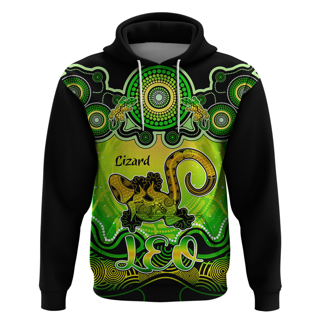 Personalised Australia Leo Lizard Zodiac Hoodie Auz Astrology Aboriginal - Green LT9 - Vibe Hoodie Shop