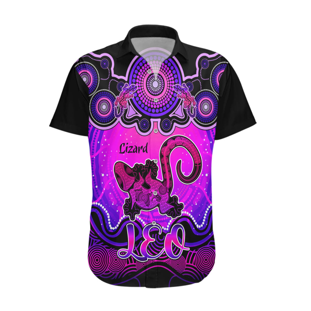 Personalised Australia Leo Lizard Zodiac Hawaiian Shirt Auz Astrology Aboriginal - Magenta - Vibe Hoodie Shop