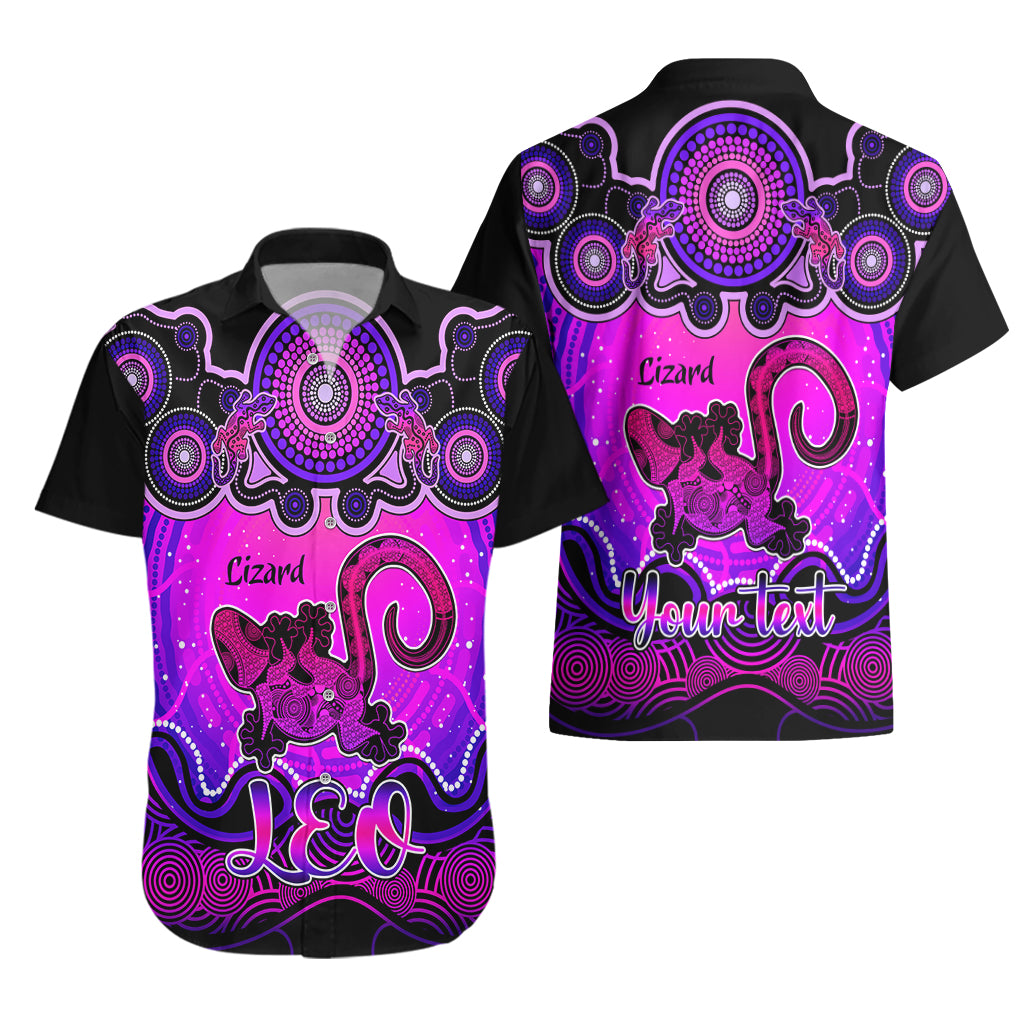 Personalised Australia Leo Lizard Zodiac Hawaiian Shirt Auz Astrology Aboriginal - Magenta - Vibe Hoodie Shop