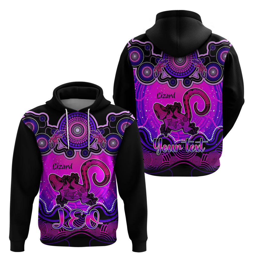 Personalised Australia Leo Lizard Zodiac Hoodie Auz Astrology Aboriginal - Magenta LT9 - Vibe Hoodie Shop