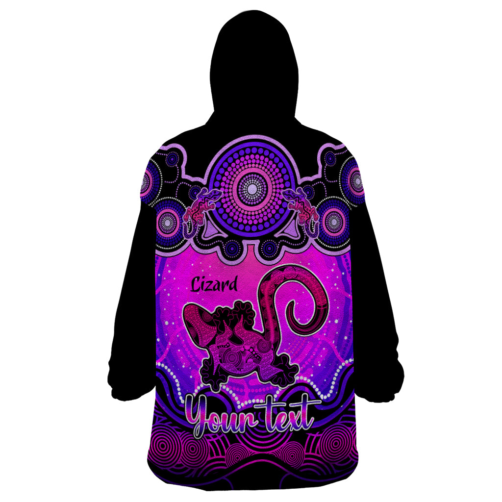 Personalised Australia Leo Lizard Zodiac Wearable Blanket Hoodie Auz Astrology Aboriginal - Magenta - Vibe Hoodie Shop