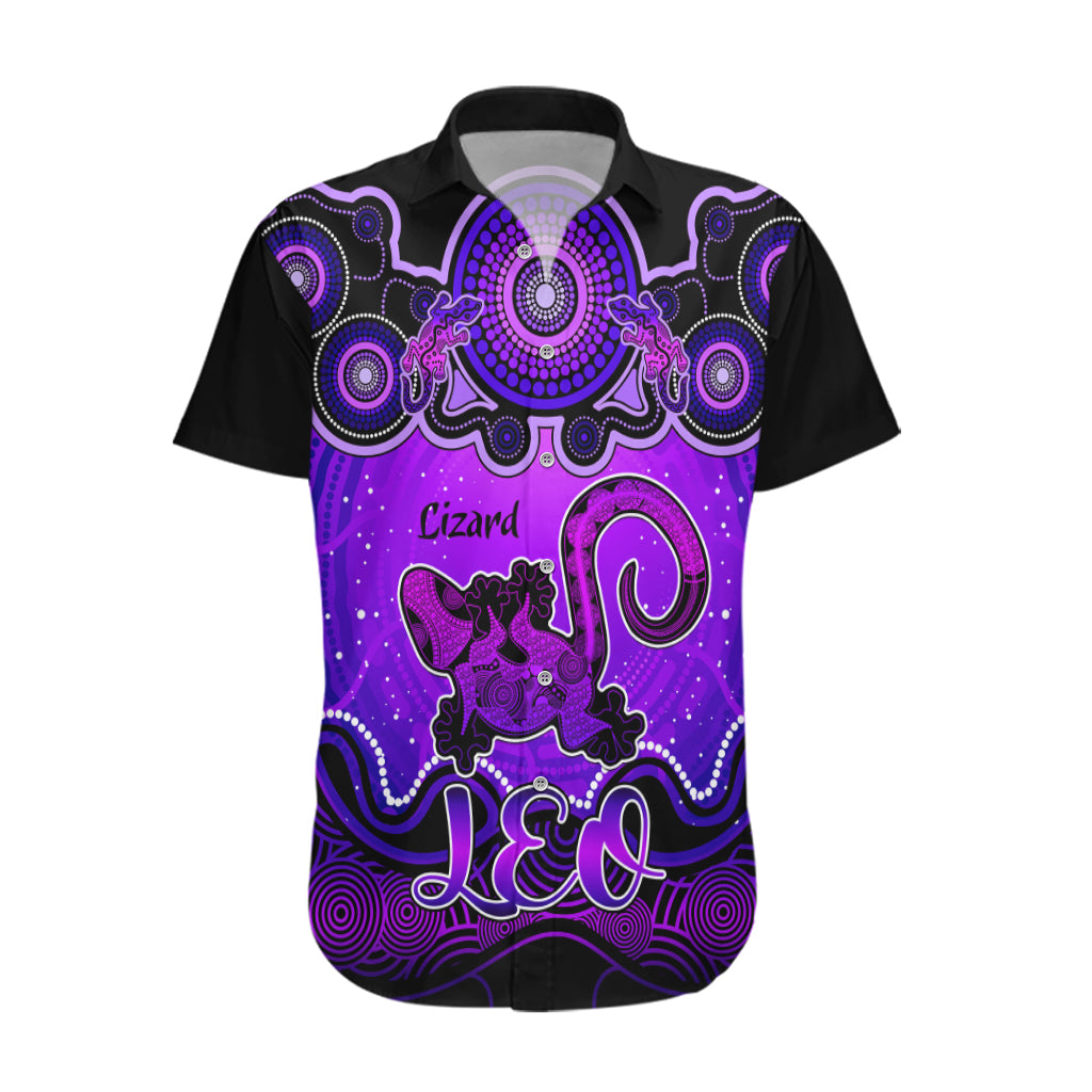 Personalised Australia Leo Lizard Zodiac Hawaiian Shirt Auz Astrology Aboriginal - Purple - Vibe Hoodie Shop