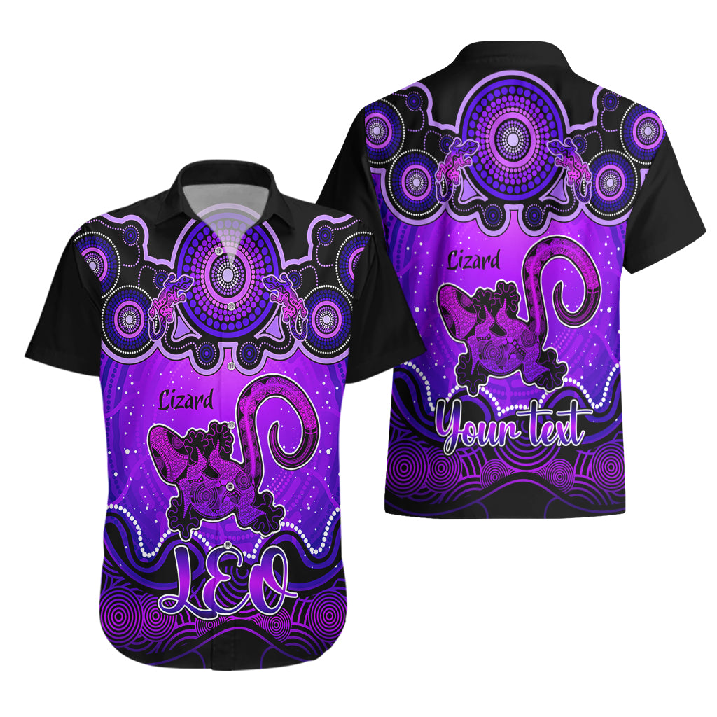 Personalised Australia Leo Lizard Zodiac Hawaiian Shirt Auz Astrology Aboriginal - Purple - Vibe Hoodie Shop