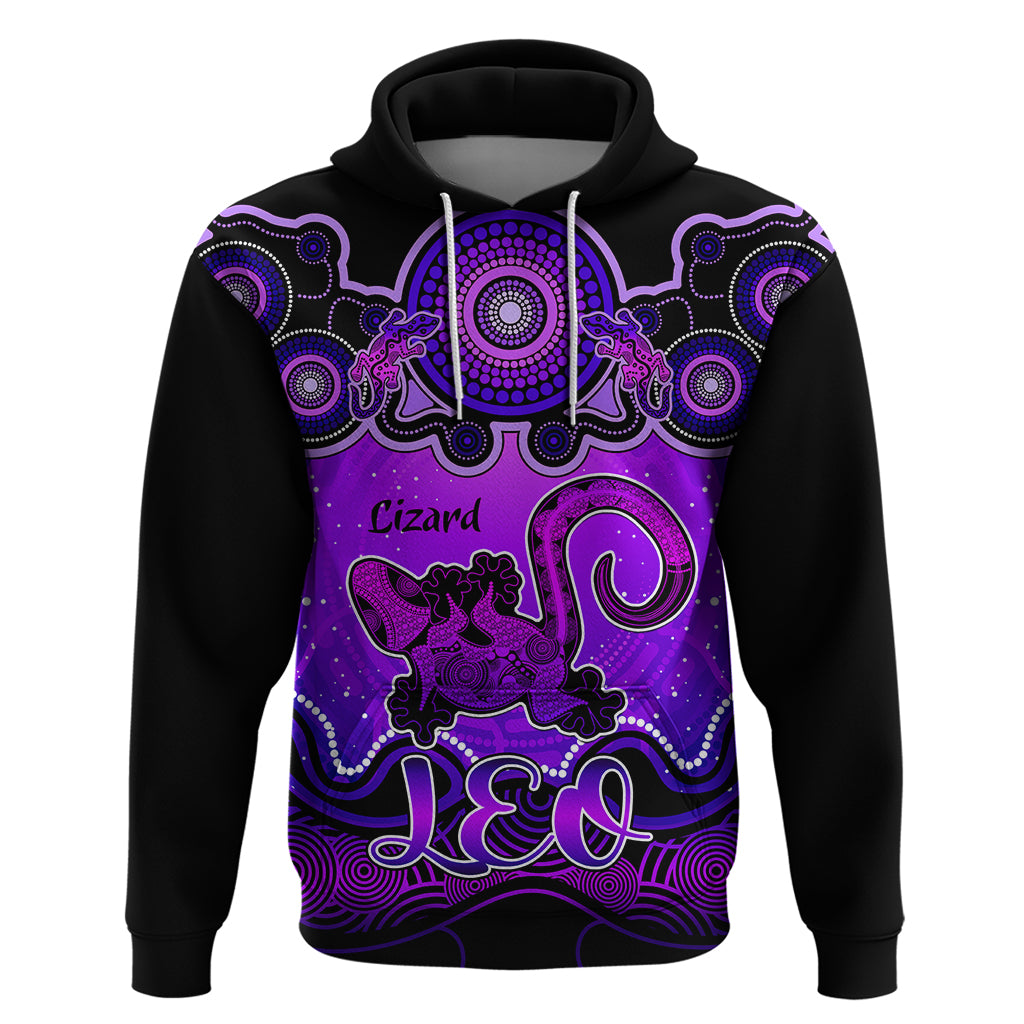 Personalised Australia Leo Lizard Zodiac Hoodie Auz Astrology Aboriginal - Purple LT9 - Vibe Hoodie Shop