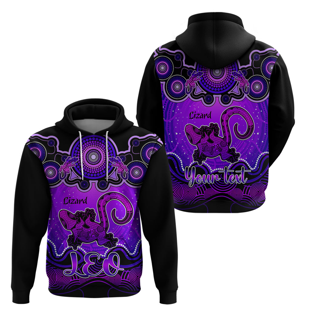 Personalised Australia Leo Lizard Zodiac Hoodie Auz Astrology Aboriginal - Purple LT9 - Vibe Hoodie Shop