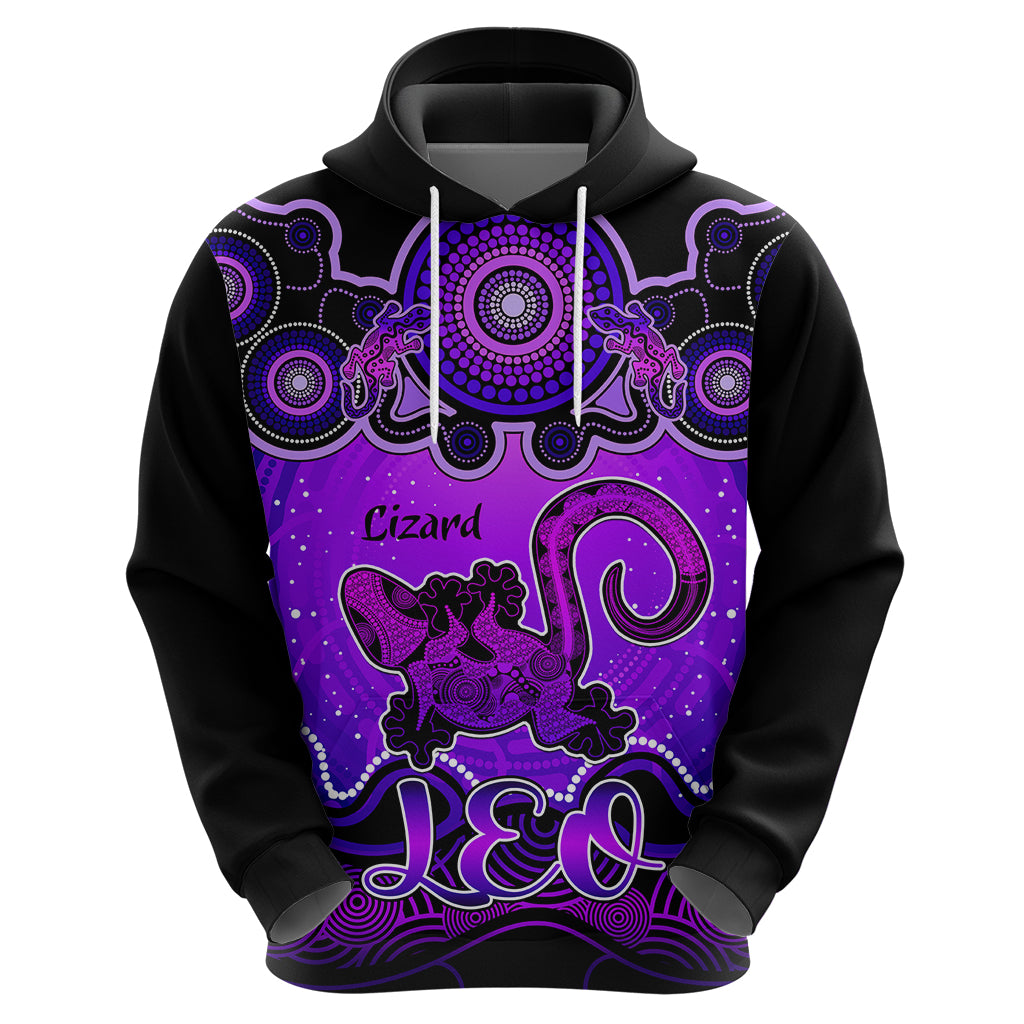 Personalised Australia Leo Lizard Zodiac Hoodie Auz Astrology Aboriginal - Purple LT9 - Vibe Hoodie Shop