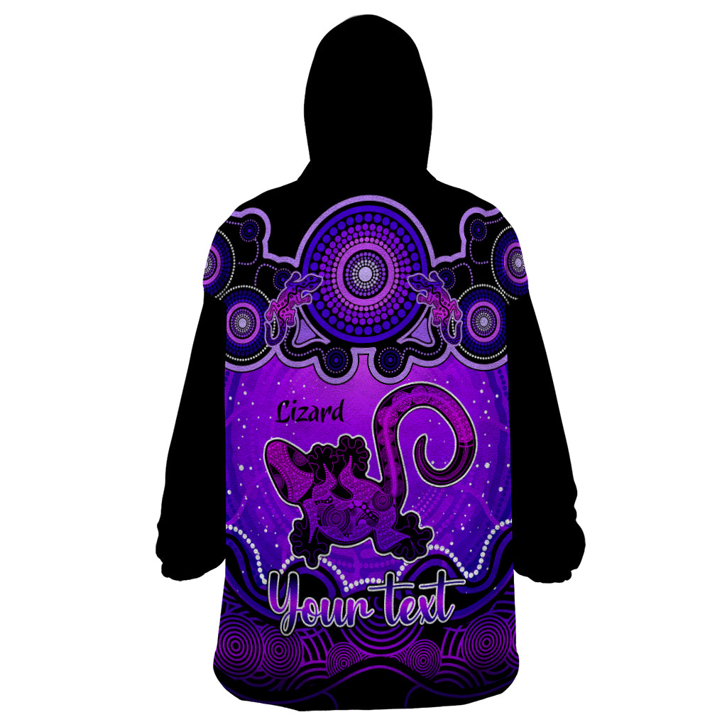 Personalised Australia Leo Lizard Zodiac Wearable Blanket Hoodie Auz Astrology Aboriginal - Purple - Vibe Hoodie Shop